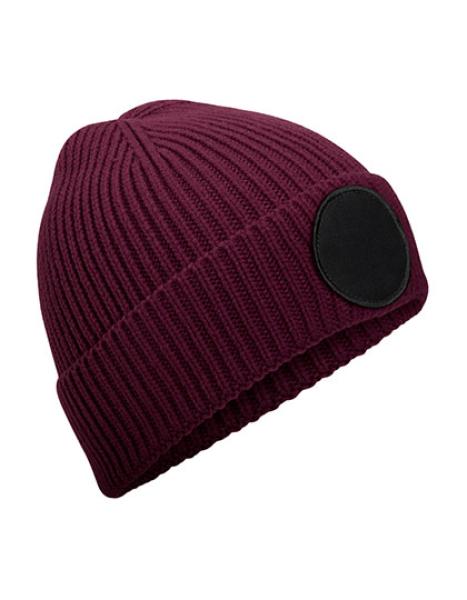 Strickmütze mit rundem Patch - individuell bedruckt
